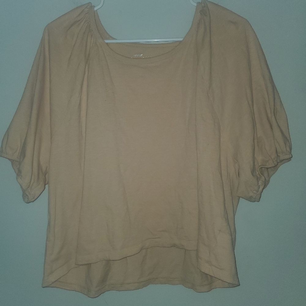 Aerie Tan Oversized Boxy 3/4 Sleeve Blouse